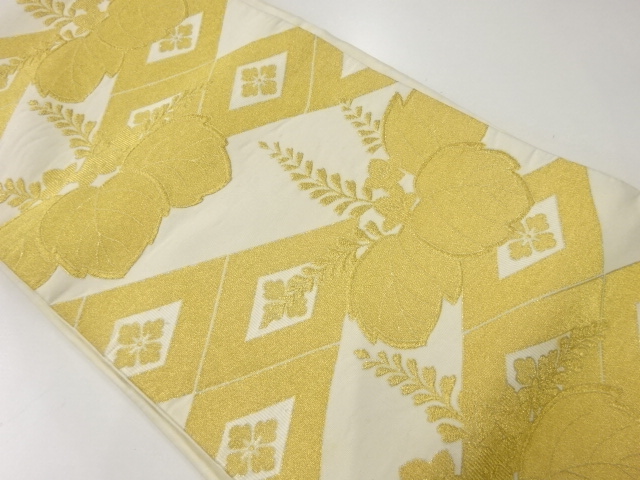 アンティーク　菱に桐模様織出し袋帯（材料）